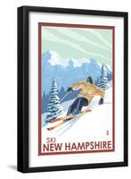 New Hampshire - Downhill Skier-Lantern Press-Framed Art Print