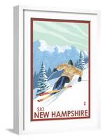 New Hampshire - Downhill Skier-Lantern Press-Framed Art Print