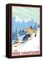 New Hampshire - Downhill Skier-Lantern Press-Framed Stretched Canvas