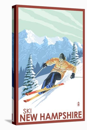 New Hampshire - Downhill Skier-Lantern Press-Stretched Canvas