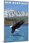New Hampshire - Eagle Fishing-Lantern Press-Mounted Art Print