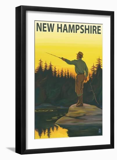New Hampshire - Fisherman-Lantern Press-Framed Art Print