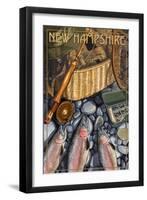 New Hampshire - Fishing Still Life-Lantern Press-Framed Art Print