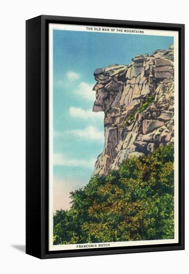 New Hampshire - Franconia Notch State Park View of the Old Man of the Mts-Lantern Press-Framed Stretched Canvas