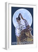 New Hampshire - Howling Wolf-Lantern Press-Framed Art Print