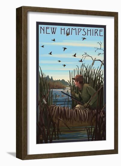 New Hampshire - Hunter and Lake-Lantern Press-Framed Art Print