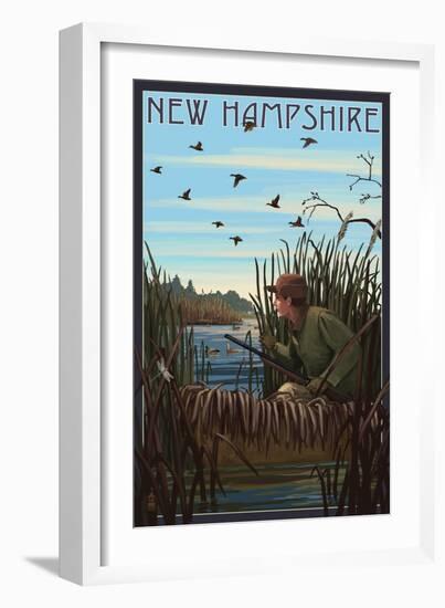 New Hampshire - Hunter and Lake-Lantern Press-Framed Art Print