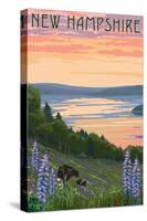 New Hampshire - Lake and Bear Family-Lantern Press-Stretched Canvas