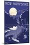 New Hampshire - Lake at Night-Lantern Press-Mounted Art Print