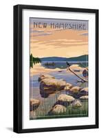 New Hampshire - Lake Sunrise Scene-Lantern Press-Framed Art Print