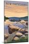 New Hampshire - Lake Sunrise Scene-Lantern Press-Mounted Art Print