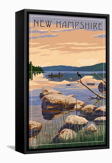 New Hampshire - Lake Sunrise Scene-Lantern Press-Framed Stretched Canvas