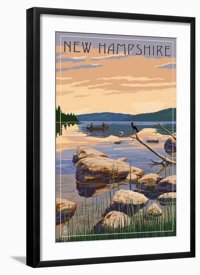 New Hampshire - Lake Sunrise Scene-Lantern Press-Framed Art Print