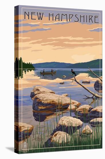 New Hampshire - Lake Sunrise Scene-Lantern Press-Stretched Canvas