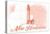 New Hampshire - Lighthouse - Coral - Coastal Icon-Lantern Press-Stretched Canvas