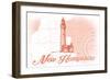 New Hampshire - Lighthouse - Coral - Coastal Icon-Lantern Press-Framed Art Print