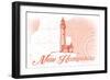 New Hampshire - Lighthouse - Coral - Coastal Icon-Lantern Press-Framed Art Print