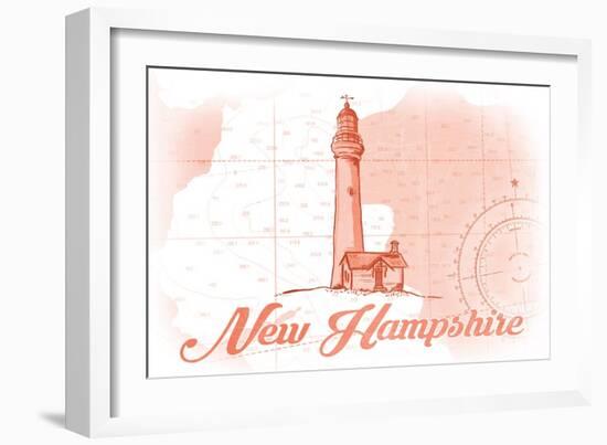 New Hampshire - Lighthouse - Coral - Coastal Icon-Lantern Press-Framed Art Print