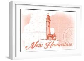 New Hampshire - Lighthouse - Coral - Coastal Icon-Lantern Press-Framed Art Print