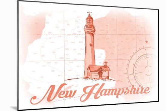 New Hampshire - Lighthouse - Coral - Coastal Icon-Lantern Press-Mounted Art Print