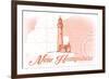 New Hampshire - Lighthouse - Coral - Coastal Icon-Lantern Press-Framed Premium Giclee Print