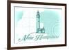 New Hampshire - Lighthouse - Teal - Coastal Icon-Lantern Press-Framed Premium Giclee Print