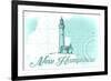 New Hampshire - Lighthouse - Teal - Coastal Icon-Lantern Press-Framed Premium Giclee Print
