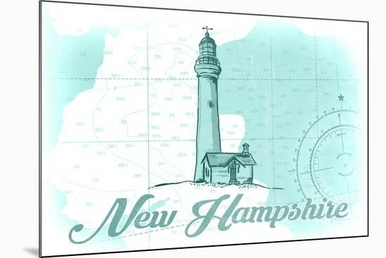 New Hampshire - Lighthouse - Teal - Coastal Icon-Lantern Press-Mounted Premium Giclee Print