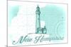 New Hampshire - Lighthouse - Teal - Coastal Icon-Lantern Press-Mounted Premium Giclee Print