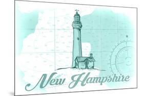 New Hampshire - Lighthouse - Teal - Coastal Icon-Lantern Press-Mounted Premium Giclee Print