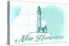 New Hampshire - Lighthouse - Teal - Coastal Icon-Lantern Press-Stretched Canvas