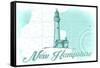 New Hampshire - Lighthouse - Teal - Coastal Icon-Lantern Press-Framed Stretched Canvas