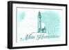 New Hampshire - Lighthouse - Teal - Coastal Icon-Lantern Press-Framed Art Print