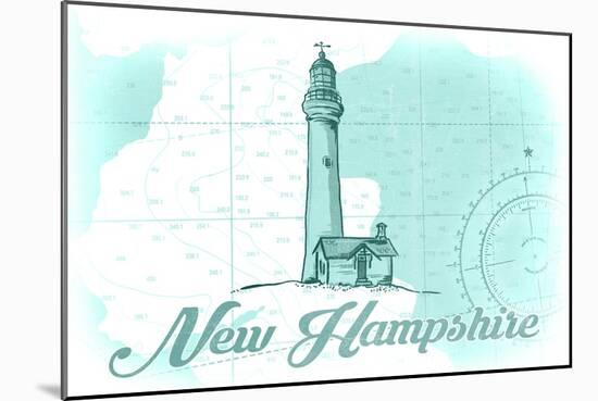 New Hampshire - Lighthouse - Teal - Coastal Icon-Lantern Press-Mounted Art Print