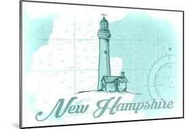 New Hampshire - Lighthouse - Teal - Coastal Icon-Lantern Press-Mounted Art Print