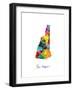 New Hampshire Map-Michael Tompsett-Framed Art Print