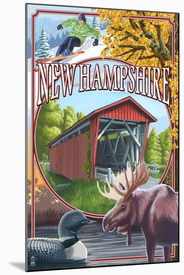 New Hampshire - Montage Scenes-Lantern Press-Mounted Art Print