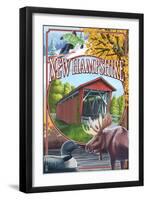 New Hampshire - Montage Scenes-Lantern Press-Framed Art Print