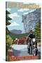 New Hampshire - Motorcycle Scene and Old Man of the Mountain-Lantern Press-Stretched Canvas