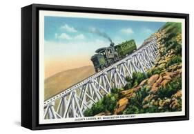 New Hampshire - Mt Washington Cog Railway, Jacob's Ladder-Lantern Press-Framed Stretched Canvas