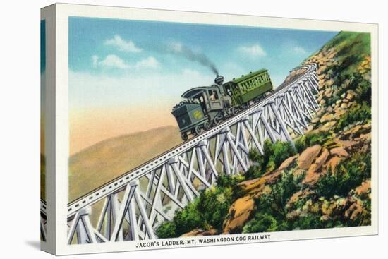 New Hampshire - Mt Washington Cog Railway, Jacob's Ladder-Lantern Press-Stretched Canvas