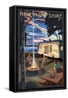 New Hampshire - Retro Camper and Lake-Lantern Press-Framed Stretched Canvas