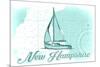 New Hampshire - Sailboat - Teal - Coastal Icon-Lantern Press-Mounted Premium Giclee Print