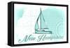 New Hampshire - Sailboat - Teal - Coastal Icon-Lantern Press-Framed Stretched Canvas