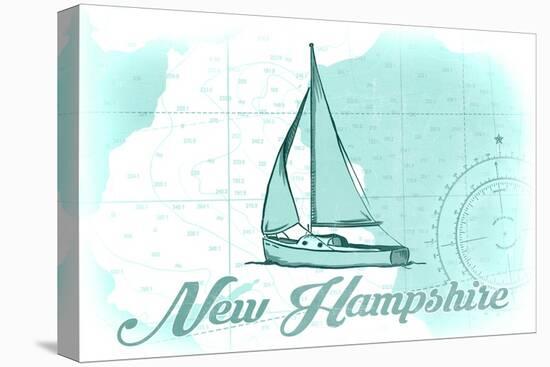 New Hampshire - Sailboat - Teal - Coastal Icon-Lantern Press-Stretched Canvas