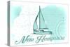New Hampshire - Sailboat - Teal - Coastal Icon-Lantern Press-Stretched Canvas