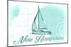 New Hampshire - Sailboat - Teal - Coastal Icon-Lantern Press-Mounted Art Print