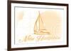 New Hampshire - Sailboat - Yellow - Coastal Icon-Lantern Press-Framed Art Print