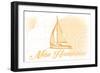 New Hampshire - Sailboat - Yellow - Coastal Icon-Lantern Press-Framed Art Print