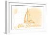 New Hampshire - Sailboat - Yellow - Coastal Icon-Lantern Press-Framed Art Print